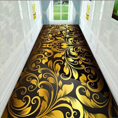 China 3D Printed Flowers Commercial Floor Mat Entrance Corridor Stairway Hotel Mat for sale
