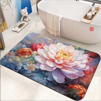 China Garden Style Bathroom Waterproof Carpet Toilet Diatom Mud Absorbent Mat en venta