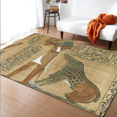 中国 Ethnic Ancient European Flower Pattern Living Room Floor Mat Polyester Fiber Rectangle 販売のため
