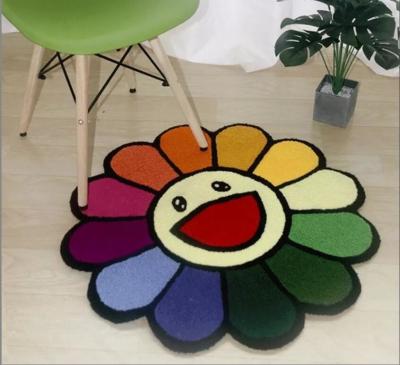 China Household Sun Flower Imitation Cashmere  Chair Floor Mat 200*300cm Te koop