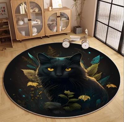 China Polyester Fiber Round Cat Pattern Living Room Floor Carpets 120*180cm for sale