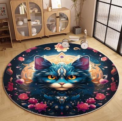 China Round Cat  Living Room Floor Carpets Polyester Fiber 180*180cm for sale