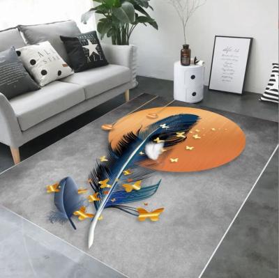 China 160*250cm Rectangle Living Room Floor Carpets By 3D Printed Feather Pattern for sale