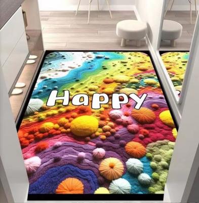 China 3D Creative Happy Time Pattern Carpets For Entrance Door, Sofa And Bedroom en venta