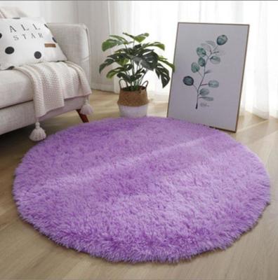 Cina Pure Color Circled Silk Woollen Mixed Knitting Carpet Bedroom, Living Room Carpets in vendita