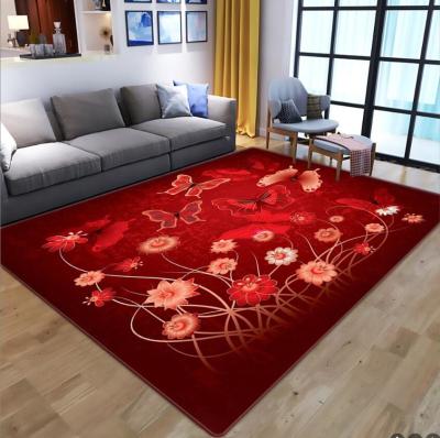 China 3D Printed Flower Butterfly Living Room, Bedroom Living Room Floor Carpets for sale