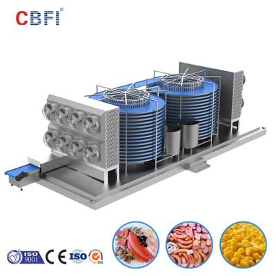 中国 Iqfのフリーザー機械を凍らせている産業衝撃のためのステンレス鋼の速い二重螺線形のフリーザー 販売のため