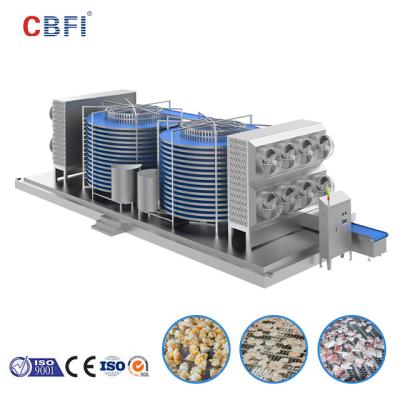 China equipamento de refrigeração em forma de caixa inteligente do congelador rápido do congelador da espiral do dobro de 800kg/H IQF à venda