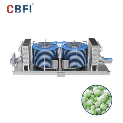 中国 1 トン / H 空間節約 快速爆破冷凍 コンベアベルト付きスピラル冷凍機 販売のため
