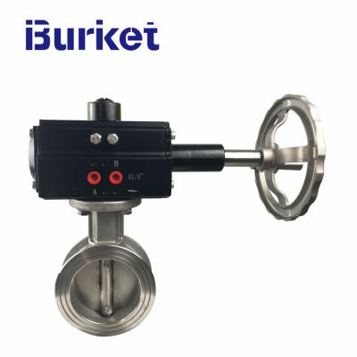 China 2-12in High Temperature Medium Pressure Cast iron Pneumatic PTFE Seal wafer butterfly valve for sale