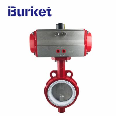 China Chinese factory 2-12in in stock Cast iron Pneumatic PTFE Seal wafer butterfly valve for sale
