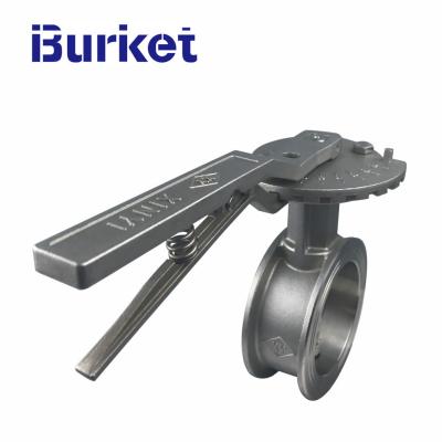 China 4 in PN16 Manual Graded locking level handle butterfly valve stainless steel body for dyeing line for sale