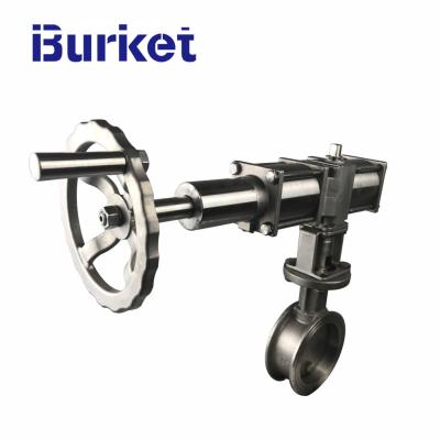 China 2 in stainless steel pneumatic actuator manual Flow adjust Metal seal wafer  butterfly valve for dyeing machine for sale