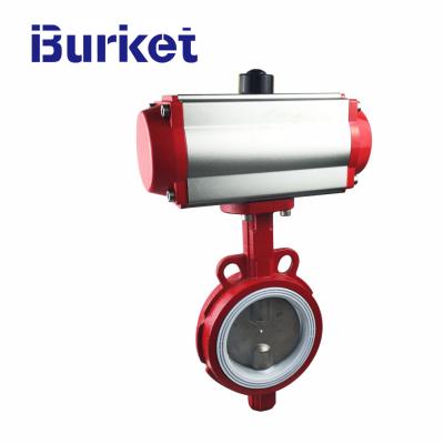 China PN16  4'' Pneumatic  Di Ci EPDM PTFE Strong Acid Ductile Iron Lever Opreated Wafer Lug Butterfly Valve for sale