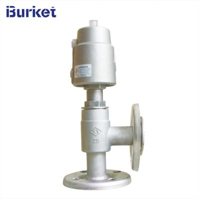 China 2/2 Way Piston Operated Stainless Steel Body Flanged Pneumatic Angle Seat Valve for sale