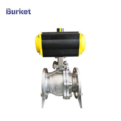 China SS304 Double acting Pneumatic Operated Flanged Ball Valve for dyeing machine for sale