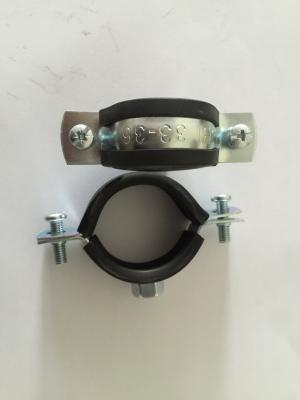China Zinc Galvanized Hanging Pipe Clamps , EPDM Rubber Lined Stainless Steel Pipe Clips for sale