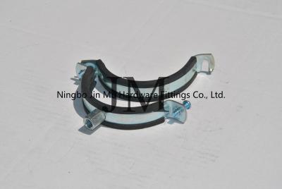 China Zinc Plated M8 / M10 Nut Connection Heavy Duty Pipe Clamps With Rubber Coated for sale