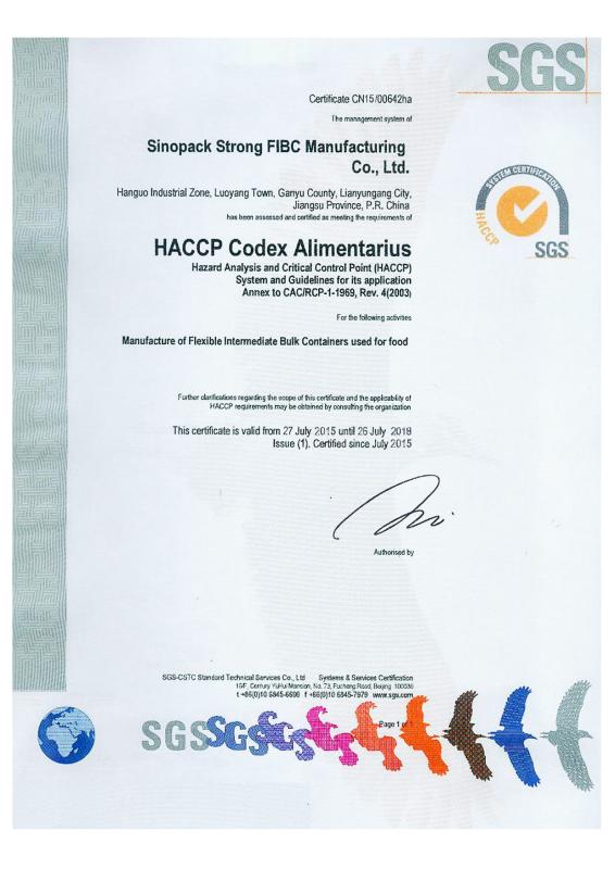 HACCP - SINOPACK INDUSTRIES LTD