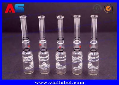 China Custom Printing 1ml Bodybuilding Pharmaceutical Glass Ampoule Clear for sale