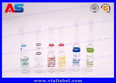 China Frascos de ampolla personalizados con impresión de 1 ml de tamaño de amperaje transparente de 10,75 mm y 60 mm de altura en venta