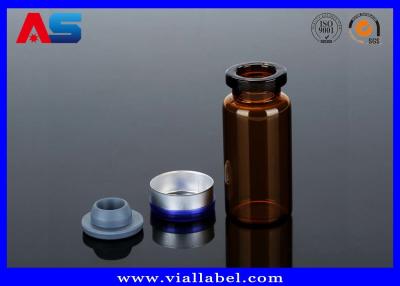 China Tubular Miniature Glass Bottles Blue Amber Glass Bottles With Secure Rubber Lids for sale