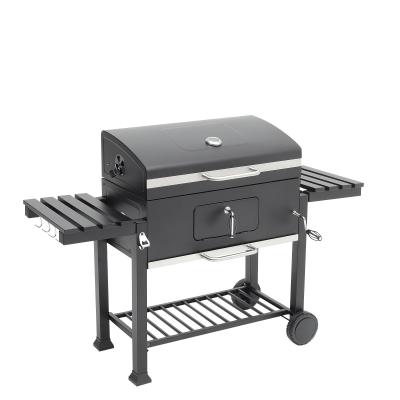 China Outdoor Black Iron Steel Trolley Charcoal Grill 167.5*69*108 cm for sale