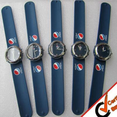 China Deep Blue Snap Silicone Rubber Watches For Girl / Boy With Pepsi Logo for sale