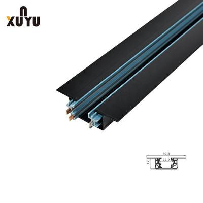 China Recessed Track Lighting Rail System 3 Wire Aluminum Black Rail Lighting for sale