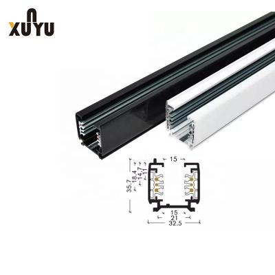 China Square Track Lighting Rail System 4 Wire Three Circuit Ceiling Light Rail System for sale