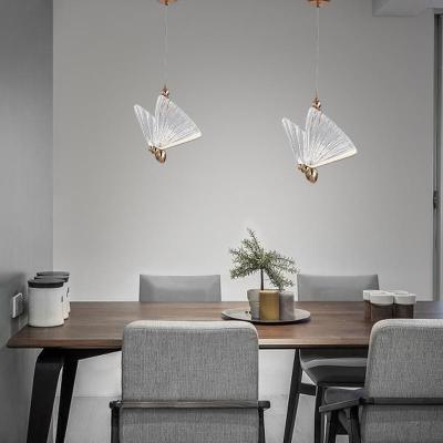 China 3D Glass Material LED Pendant Light Butterfly Decoration for Restaurant for sale