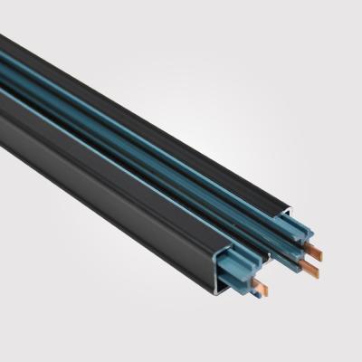 China Aluminum Copper Core Black Thickened Led Track Rail Surface Mounted Three Wire Te koop