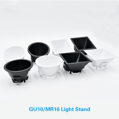 China Black / White Mr16 Recessed Lighting Housing PC Material Shell For Diagonal Spotlight for sale