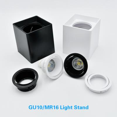 China Square / Round Gu10 Bulb Housing Surface Mounted Mr16 LED Housing for sale