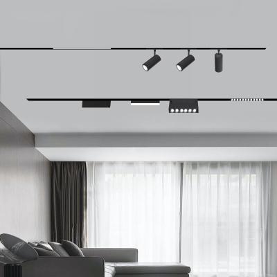 China Smart Grille Light Floodlight Black 48V Magnetic Track Light For Living Room for sale