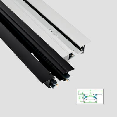 China 2 Wire Embedded All Aluminum Track Rail Copper Core Black White for sale
