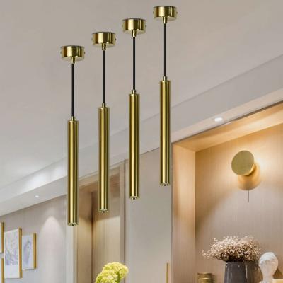 China Golden Long Tubular Ceiling Cob Pendant Light For Living Room Bedside 10W for sale
