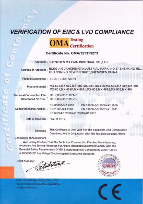 CE Certificate - Shenzhen Maxwin Industrial Co., Ltd.