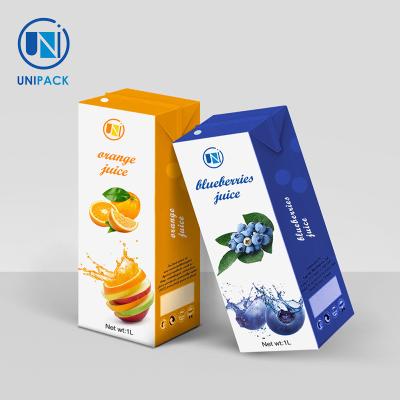China UNIPACK juice paper box Color Printing for Beverage Filling Box Customized Paper Boxes for sale
