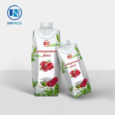 China Fresh Fruit Juice Aseptic Brick Pack Matt Lamination Printing Handling for sale