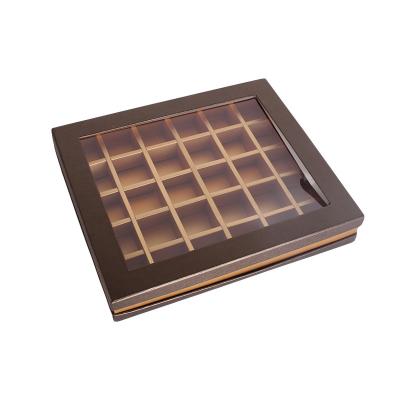China Square 30pcs Chocolate Two Piece Rigid Box PVC Display Window for sale