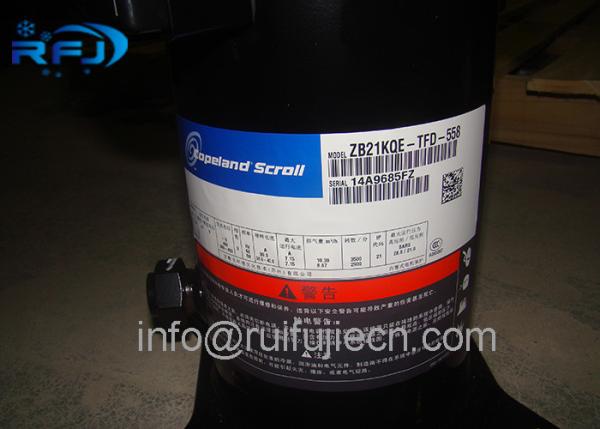 ZB21KQE-TFD-524 Low Noise Copeland Scroll Compressor 3HP 380V/50Hz R404A