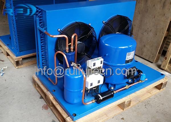 Blue Color Water Cooled Condenser , Maneurop  Hermetic Compressor Condenser Unit  MT80/WN10H-MT160/WN15H