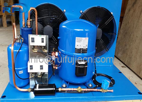 Blue Color Water Cooled Condenser , Maneurop  Hermetic Compressor Condenser Unit  MT80/WN10H-MT160/WN15H