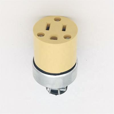 China South America Type U44 3S Copper Yellow 3 Pin Flat Socket for sale
