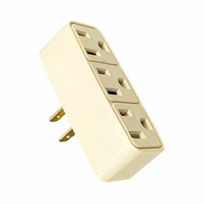 China Turn 1 Holes Into 3 Holes 125V 15A 3 Head Adapter 3 Prong Power Plug for sale