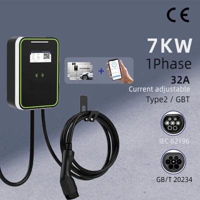 China 32A 7kw GBT EV Charger Wallbox EVSE Type 2 Charging Station Wall Mounted for sale