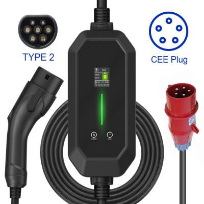 China Type 2 Level 2 Portable EV Charger 11kw 22kw 16A 32A 3 Phase Fast Charging EV Charger for sale