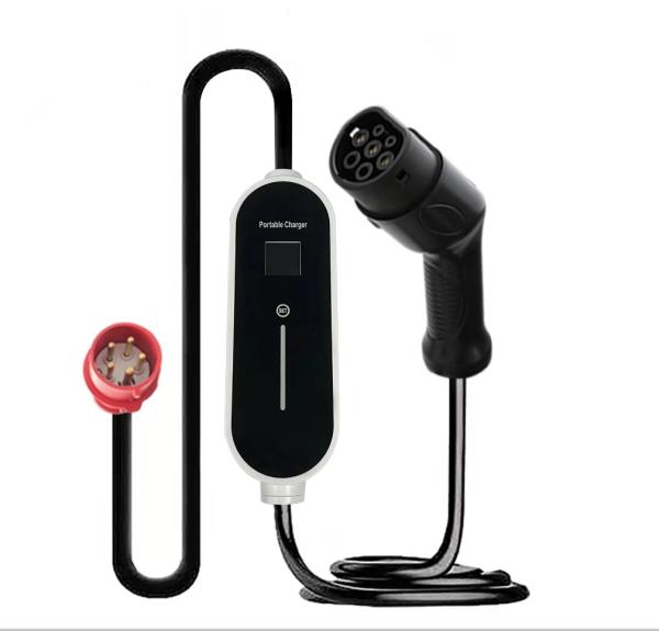 Quality Portable GB/T Mobile Electric Car Chargers 16A 11kw Type 2 Charger With LCD for sale