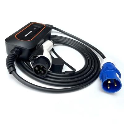 China SAE J1772 Type 1 EV Charger Blue CEE Plug 7Kw 32A Portable EV Charger for sale